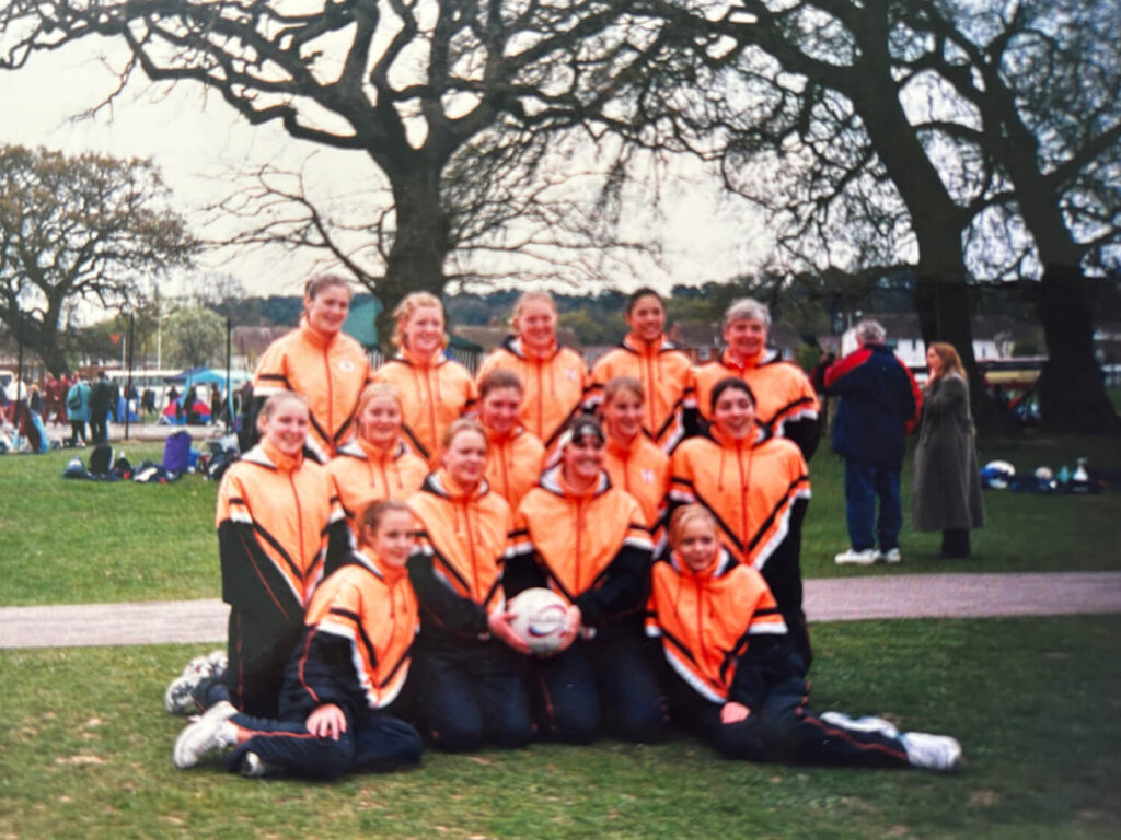 Netball squad outside.